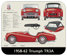 Triumph TR3A 1958-62 Place Mat, Small